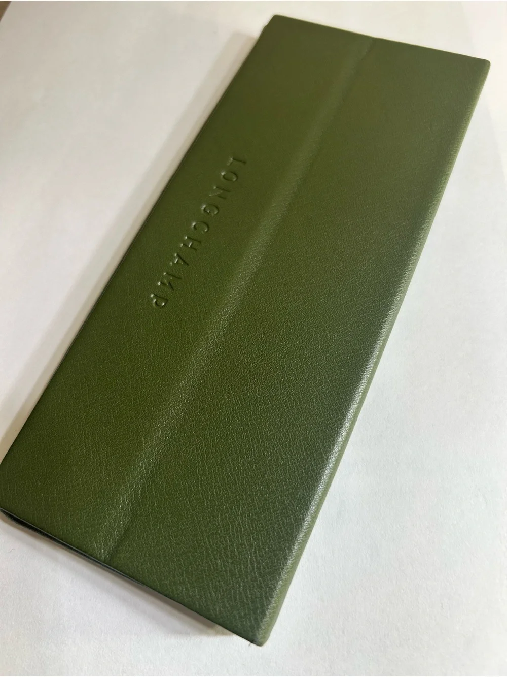 Longchamp Olive Green Leather Folded Wallet